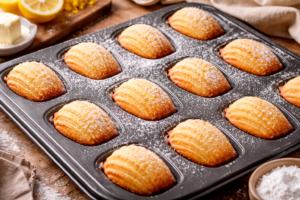 Photo de moule avec madeleine cuite